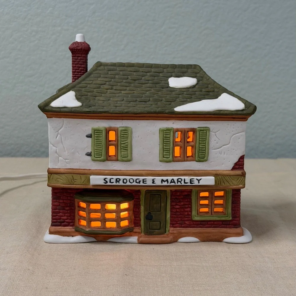 Department 56 Scrooge & Marley Counting House Dickens Village Porcelain 1986